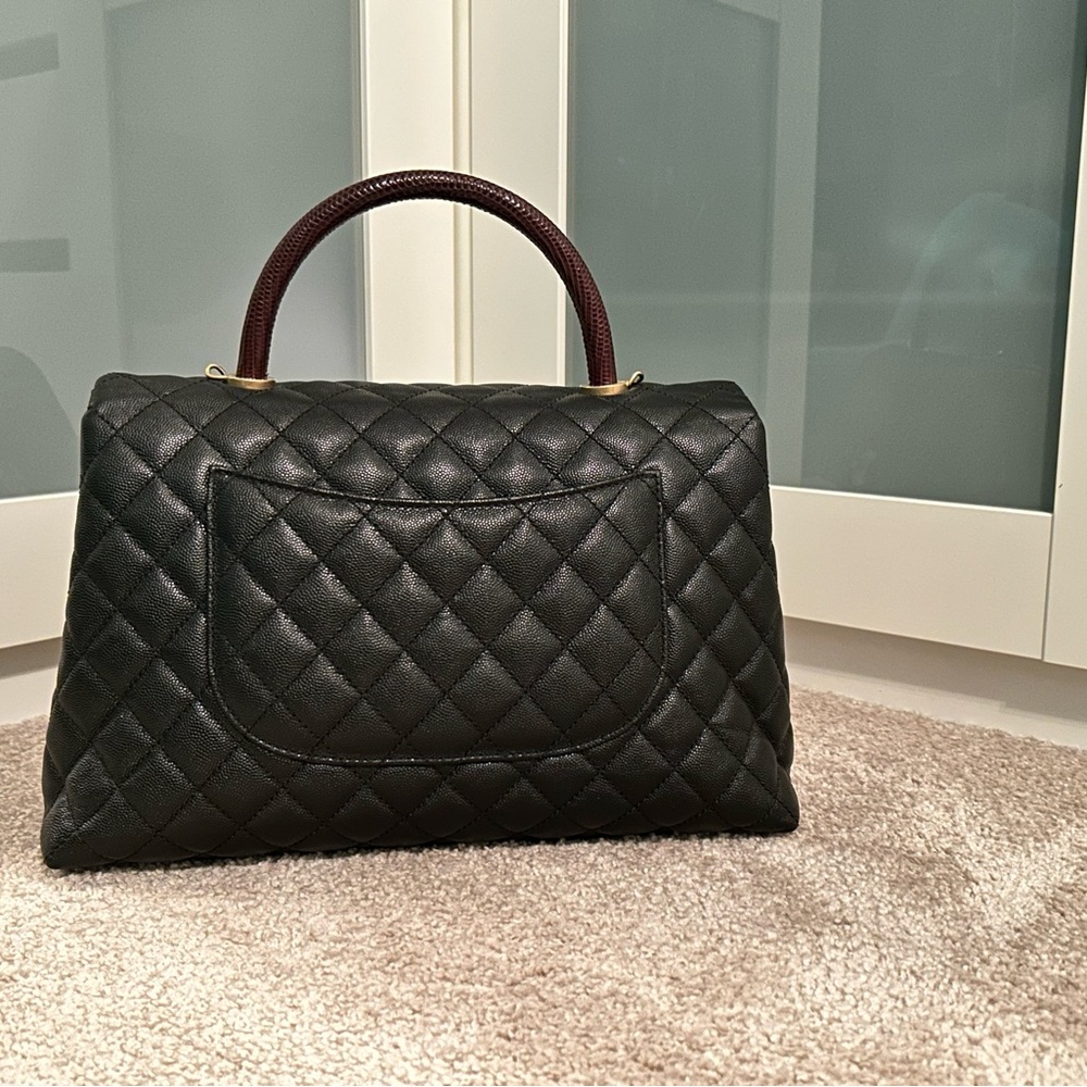 CHANEL CAVIAR MEDIUM COCO TOP HANDLE BAG BLACK✨ AUTHENTIC - Picture 15 of 16
